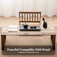 Space Saving Japanese Design Tea Table Versatile Use Tatami Floor Desk Rounded Safety Corners Low Profile Coffee Table Sturdy & Stable for Minimalists, Adults, Students, Bedroom, Bay Window, Living Room, Office