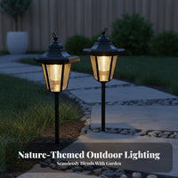 2 Pieces Decorative Hexagonal Pathway Light Waterproof Solar Garden Stake Light Easy to Install for Lawn, Patio, Driveway