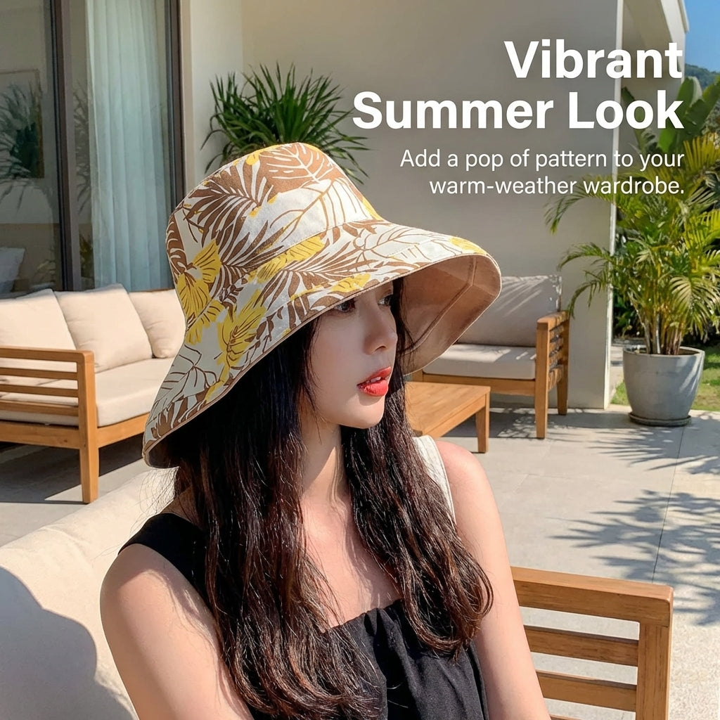 Summer Hats for Women Wide Brim, Reversible Bucket for Beach Travel, Fisherman for Outdoor Activities, Foldable Packable Design for Hiking