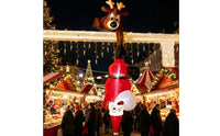 Santa and Reindeer Inflatable Vertical Hanging Christmas Inflatable Holiday Display for Families, Porch, Balcony, Entryway