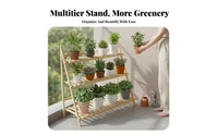 Space-Saving Bamboo Flower Rack Easy Assembly Foldable Flower Rack Sturdy & Long-Lasting Folding Plant Shelf Lightweight for Apartment Dwellers, Gardeners, Homeowners, Balcony, Indoor, Living Room, Garden
