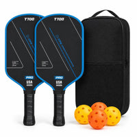 2 Pieces Pickleball Paddle Set with Bag and Balls Carbon Fiber for Practice