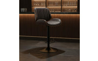 Ergonomic Backrest Upholstered Wood Back Bar Stool Stable Wide Base Adjustable Swivel Bar Stool