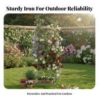 Foldable Design Folding Trellis Panel Ground-Insertable Folding Panel Trellis Combinable Panels Climbing Frame Decorative for Flower lovers, Homeowners, Vegetable Growers, Patio, Balcony, Against a Wall, Raised Bed