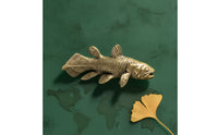 Brass fishing Figurine Gold Finish Brass fishing Statue Antique Style Animal Statue for Collectors