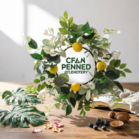 Artificial Lemon Wreath Green Foliage Home Decor Leafy