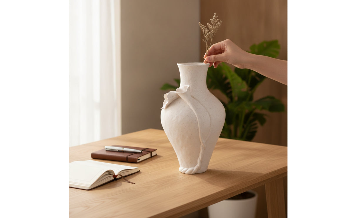 Ceramic Vase with Raised Design Modern Sculptural Vase Elegant for Hotel