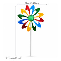 Multicolor Metal Garden Rotator Curved Blades Garden Rotator Garden Stake for Outdoor