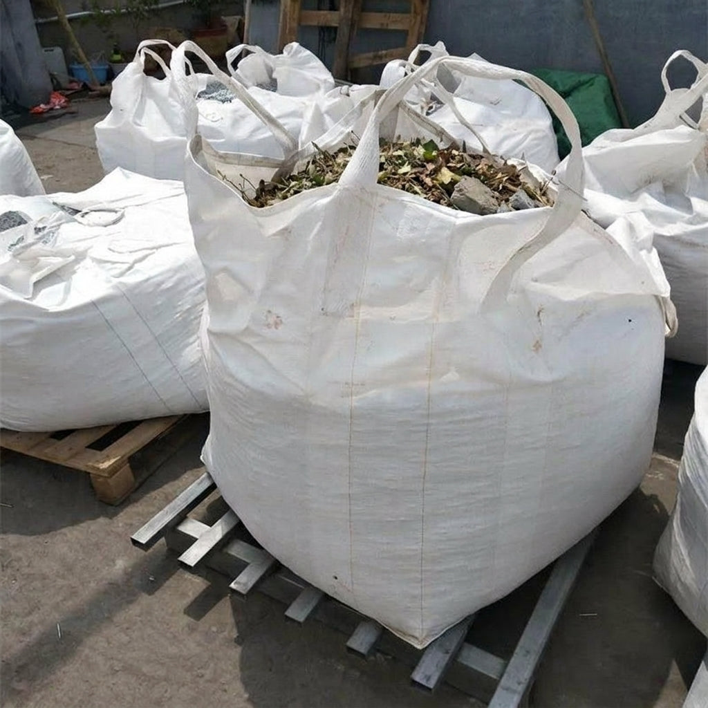 1000kg Tonne FIBC Bulk Bags for Debris, 145 Micron Polypropylene Garden Sacks with 4 Lifting Loops, Open-Top for Construction Waste