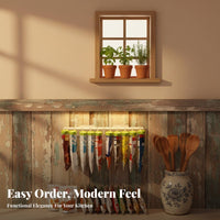 Hanging Packet Clip Rack No-Tool Installation Adhesive Seasoning Holder Wall or Cabinet Mount Kitchen Organizer for Renters, Students, Small Areas