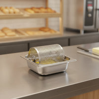 Butter Roller with Tray Stainless Steel Butter Roller Kitchenware Perforated Utensil Countertop for Home Cooks, Kitchen, Brunch