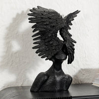 Winged Bust Modern Style Angel Head Sculpture Artistic Design Female Bust Statue for Office