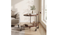 Rolling Side Table 2-Tier Side Table with Wheels Compact Storage Cart with Wheels for Living Room, Bedroom, Reading Corner