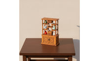 Diorama Cabinet 1/64 Scale Miniature Cabinet Shelf Traditional Chinese Furniture Wood-Grain for Hobbyists, Micro Landscape