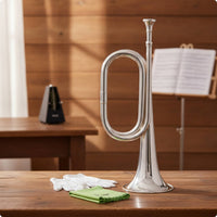 Ceremonial Brass Bugle with Gloves Compact Instrument Long-Lasting for School Bands