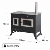Foldable Rocket Stove for Camping, Wood Stove with Pizza Stone, Portable Camping Cooker for 3-5 People, 50.5x28.5x33cm
