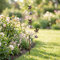 hummingbirds Stake with Bells Outdoor Metal Garden Stake with Bells Antique-Style hummingbirds Garden Decor for Homeowners, Flower Beds, Cottage Gardens