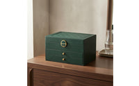 PU Leather Three-Layer Jewelry Box Geometric-patternedQuilted Hard-Shell Jewelry Case Pull-out Drawers Gold-Tone