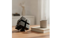 Cube Sculpture Architectural Sculpture with Slatted Surface Nordic Statue for Shelf, Living Room