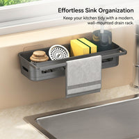Bathroom Sink Organizer, Freestanding Draining Racks for Kitchen, No Drill Countertop Basket for Home Cooks, Versatile & Sponge Holder