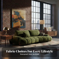 Curved Deep-Seat Sofa Adjustable rearrest Living Room Furniture Soft Fabric Upholstery Couch for Apartment Dwellers, Homeowners