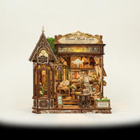 Tiny Coffee Shop Model Easy Assembly DIY Miniature House Detailed Instructions Assembled Dollhouse Scene for Desk