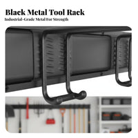 Space Saving Wall Mount Garden Tool Rack All Metal Construction Garden Tool Hanger Easy Installation Heavy Duty Storage Hooks Multi-Purpose for DIY Enthusiasts, Workshop, Basement