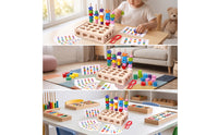 Child-Centered Shape Matching Board with Cards Stacking Wooden Sorting Board Educational Shape Sorter Sensory for Toddlers