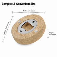 Wall Mounted Bottle Opener, Wooden Home Bar Accessories with, Round 6.5cm Beer Opener for Man Cave, Home