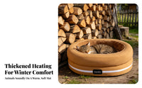 Heated Pet Lounger Removable and Cleanable Heated Donut Bed Adjustable Temperature Heat-Generating Pad for Dog Owners, Indoors, On the Floor
