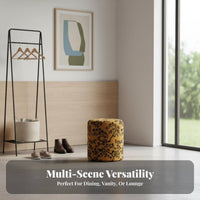 Vintage Aesthetic Upholstered Makeup Seat Multifunctional Upholstered Drum Stool Sturdy & Stable Vanity Chair Modern & Stylish for Hotel Owners, Homeowners, Interior Designers, Entryway, Dressing Room, Bedroom, Walk-in Closet