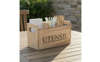 Wooden Cutlery Box Easy to Clean Wooden Utensil Holder Large Capacity Multi-Compartment Utensil Organizer for Buffet, Party