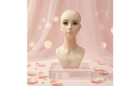 Female Mannequin Bust Nude Beige Hairpiece Display Head Smooth surface Female Mannequin Head for Photo Shoots