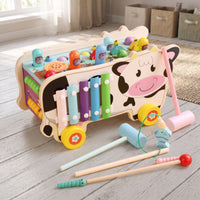 Early-Learning Pounding Bench with Hammer Rainbow Shape Sorter with Pegs Colorful Wooden Shape Sorter Easy-to-Hold for Toddlers, Kids, Daycare