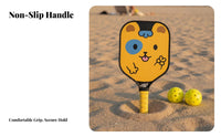 Kids Pickleball Paddle Small Grip Junior Pickleball Paddle Fun Designs Hexagonal Interior for Students, Beach