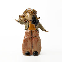 Ceramic Figurine Rustic Human Figure Sculpture Textured Abstract Statue for Tabletop, Entryway
