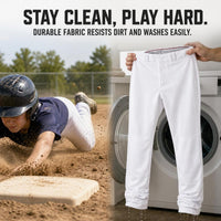 Youth Baseball Softball Pants Straight Leg Full Length White Gray