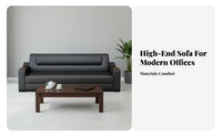 Genuine Leather Wood Frame Sofa and Table collection New Chinese design Reception Seating Minimalist Design Commercial Furniture Plush Cushioning for Visitors, Corporate Buyers, Office Managers, Guest Waiting Room, Lobby