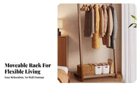 Solid Wood Construction Wooden Clothes Rack Minimalist Design Unrestricted Standing Coat Stand Space Saving Unrestricted Standing Coat Rack Long-Lasting & Stable for Students, Renters, Homeowners, Entryway, Hallway, Dorm Room, Apartment