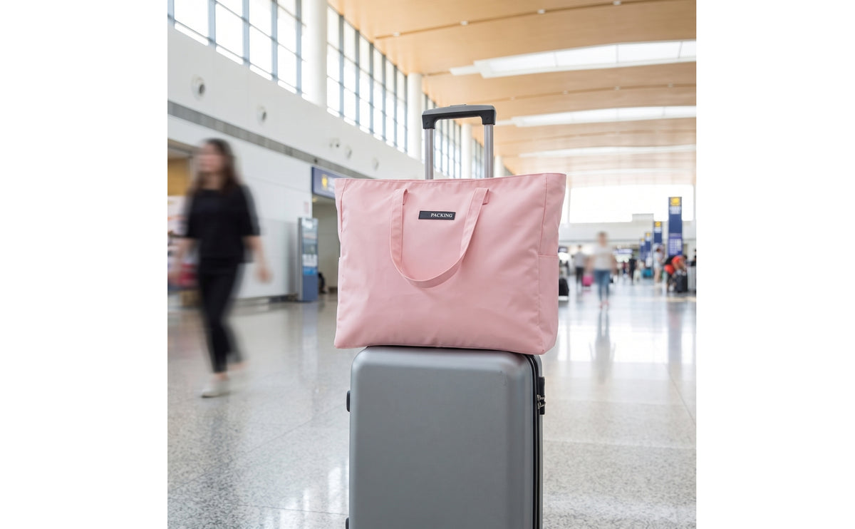 Spacious Travel Bag with Luggage Sleeve Versatile Polyester Travel Tote Lightweight Zippered Carryall Bag Adjustable for Overnight Stays