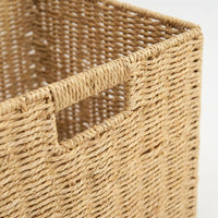 Rattan Storage Baskets, Handwoven Cube Shelf Organizers, Open Top Design Bins with Handles, Toy Storage Solution for Home, Playroom Organization
