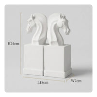 2 Pieces Horse Head Bookend Artistic Design Light Equine Sculpture Book Support Multifunctional Modern Decorative Book Ends for Office