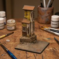 Street Corner Diorama Two-Story Resin Model Base Textured for Display Cases
