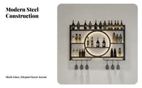 Space Saving Wall Mounted Wine Rack Large Capacity Hanging Wine Glass Holder Shelf Strong Load-Bearing Hanging Stemware Holder Industrial Design for Restaurant Owners, Homeowners, Dining Room, Cafe, Kitchen