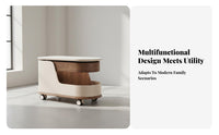 C-Shaped Rolling Table Minimalist Design Rolling C-Shaped Stand Rounded Corners Multi-Level Storage for Living Room