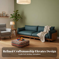 3-Seater Wooden Frame Sofa Removable and cleanable slipcovers Living Room Seating Modern Oriental Design Couch for Homeowners, Renters, Lounge Area, Office