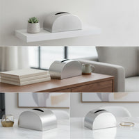 Desktop Tissue Box Semicircular Stainless Steel Tissue Box Sleek Dispenser for Coffee Table