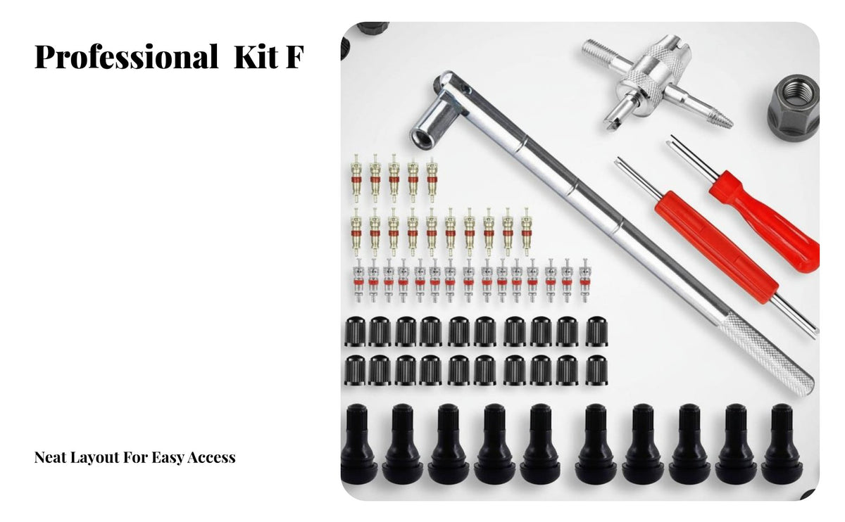 54pcs Car Tire Valve Repair Kit Multifunctional Tire Valve Stem Tool Kit for DIY Hobbyists, Mechanics, Home Garage, Roadside Emergency