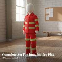 Realistic Design Kids Firefighter Costume Set Reflective Stripes Kids Firefighter Uniform Sturdy Materials for Boys, School Events, Parties