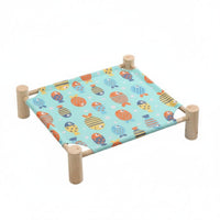 Washable Cover Wooden Frame Cat Bed All-Season Comfort Wooden Frame Pet Cot Breathable Textile Pet Camp Cot Easy to Assemble for Cats, Small Dogs